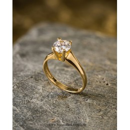 Solitaire Or Jaune 18 carats | Création Élégante | Bijouterie Kacem