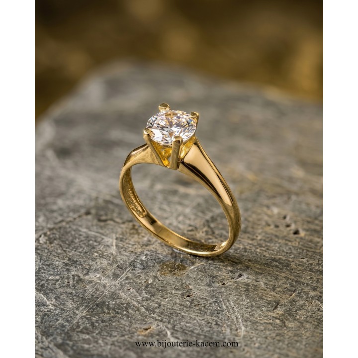 Solitaire Or Jaune 18 carats | Création Élégante | Bijouterie Kacem