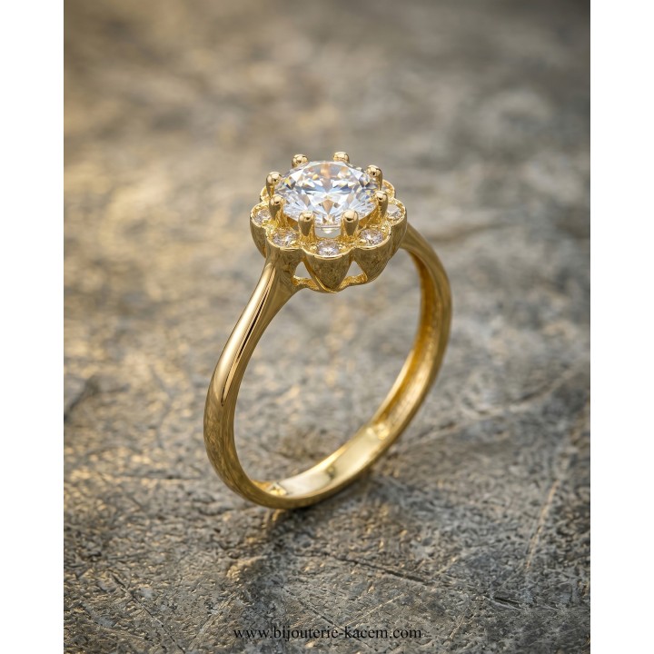 Solitaire Or Jaune 18 carats | Création Élégante | Bijouterie Kacem