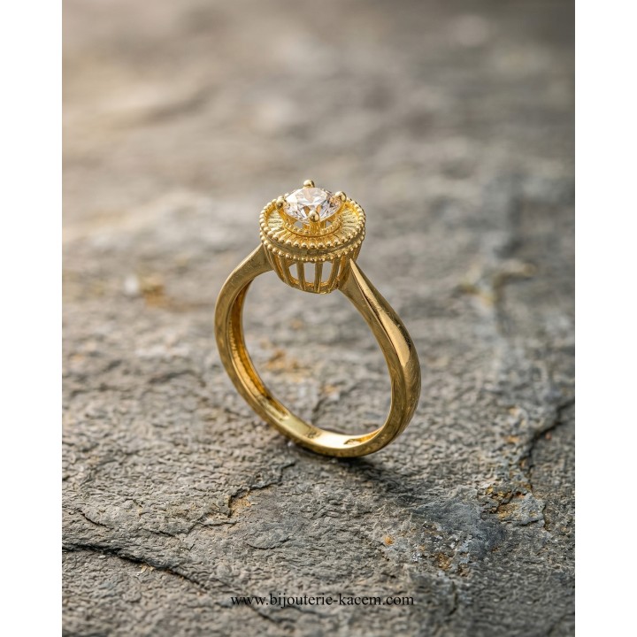 Solitaire Or Jaune 18 carats | Création Élégante | Bijouterie Kacem