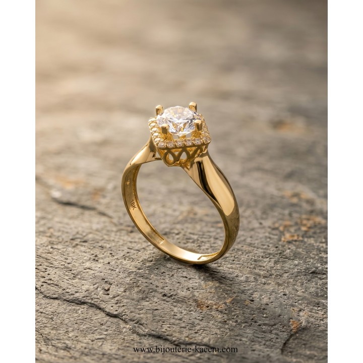 Solitaire Or Jaune 18 carats | Création Élégante | Bijouterie Kacem