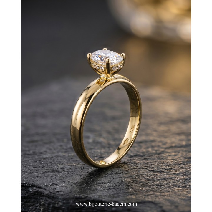 Solitaire Or Jaune 18 carats | Création Élégante | Bijouterie Kacem