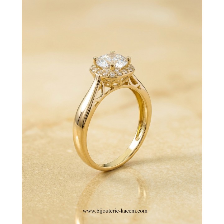 Solitaire Or Jaune 18 carats | Création Élégante | Bijouterie Kacem
