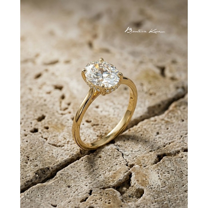Solitaire Or Jaune 18 carats | Création Élégante | Bijouterie Kacem