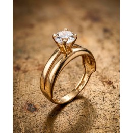 Solitaire Or Jaune 18 carats | Création Élégante | Bijouterie Kacem