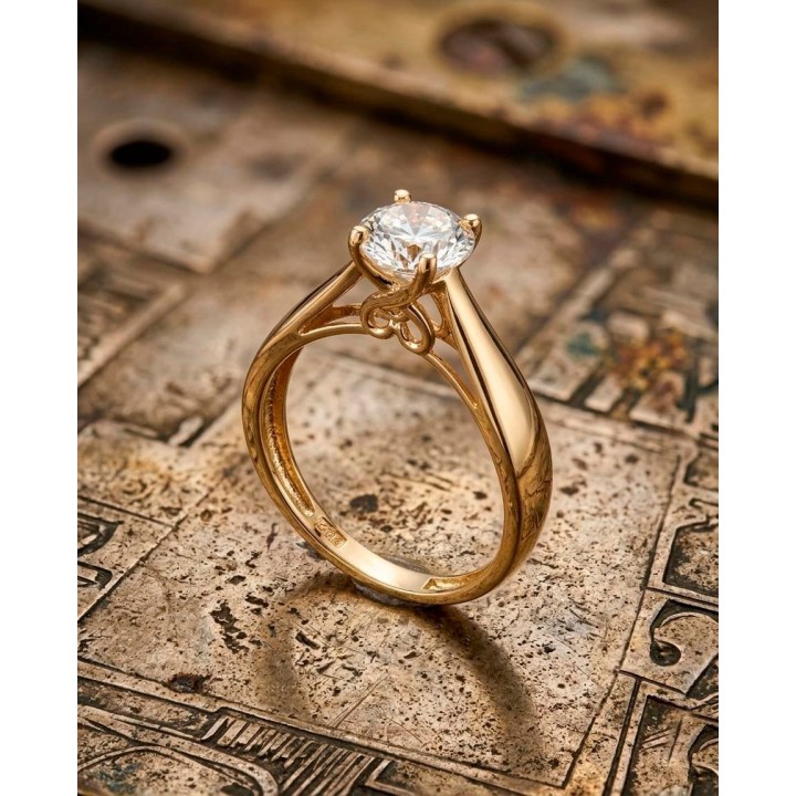 Solitaire Or Jaune 18 carats | Création Élégante | Bijouterie Kacem