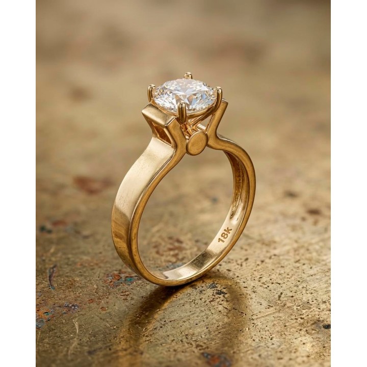 Solitaire Or Jaune 18 carats | Création Élégante | Bijouterie Kacem