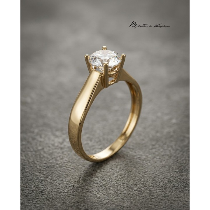 Solitaire Or Jaune 18 carats | Création Élégante | Bijouterie Kacem