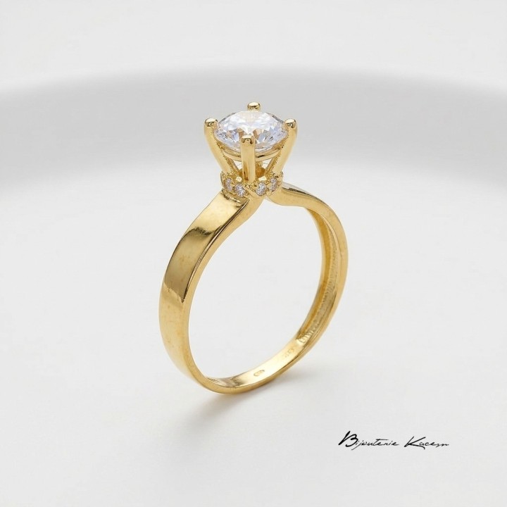 Solitaire Or Jaune 18 carats | Création Élégante | Bijouterie Kacem